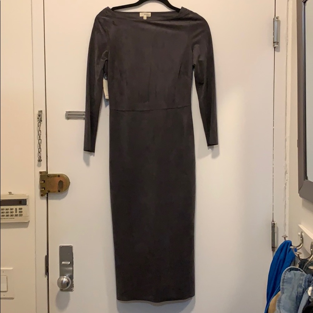 Wilfre Free Gray suede midi dress